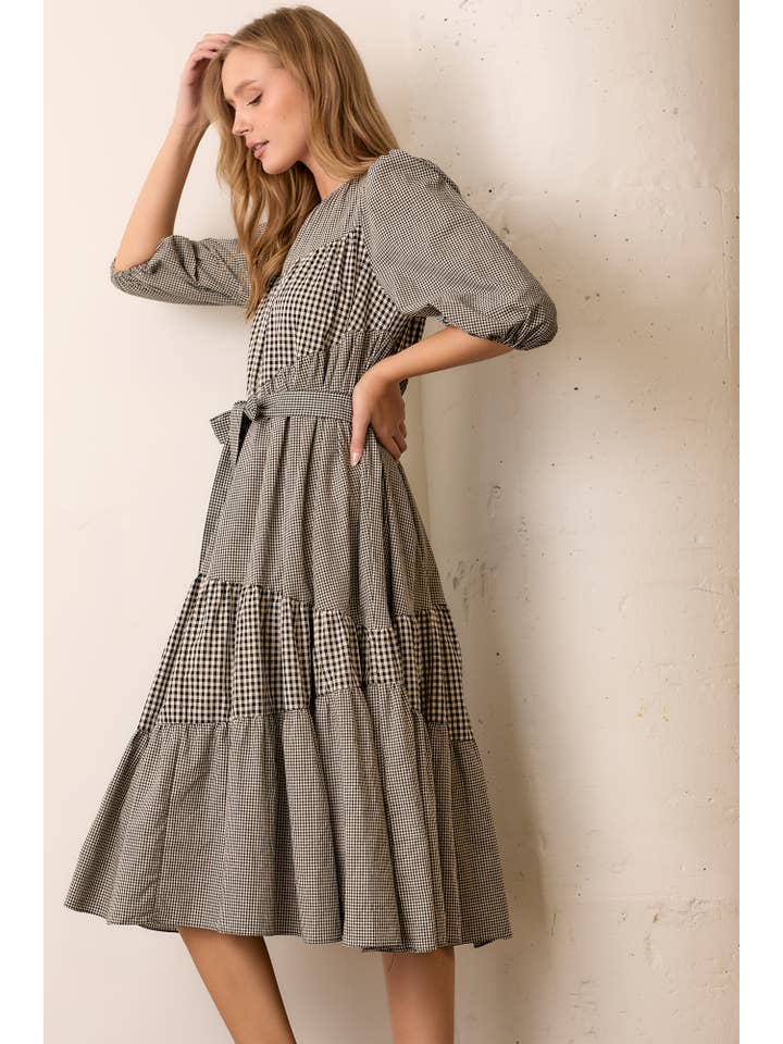 Polagram by Wellmade USA - Venta al por mayor Vestido - Mujer - VESTIDO MIDI CON LAZO EN LA CINTURA