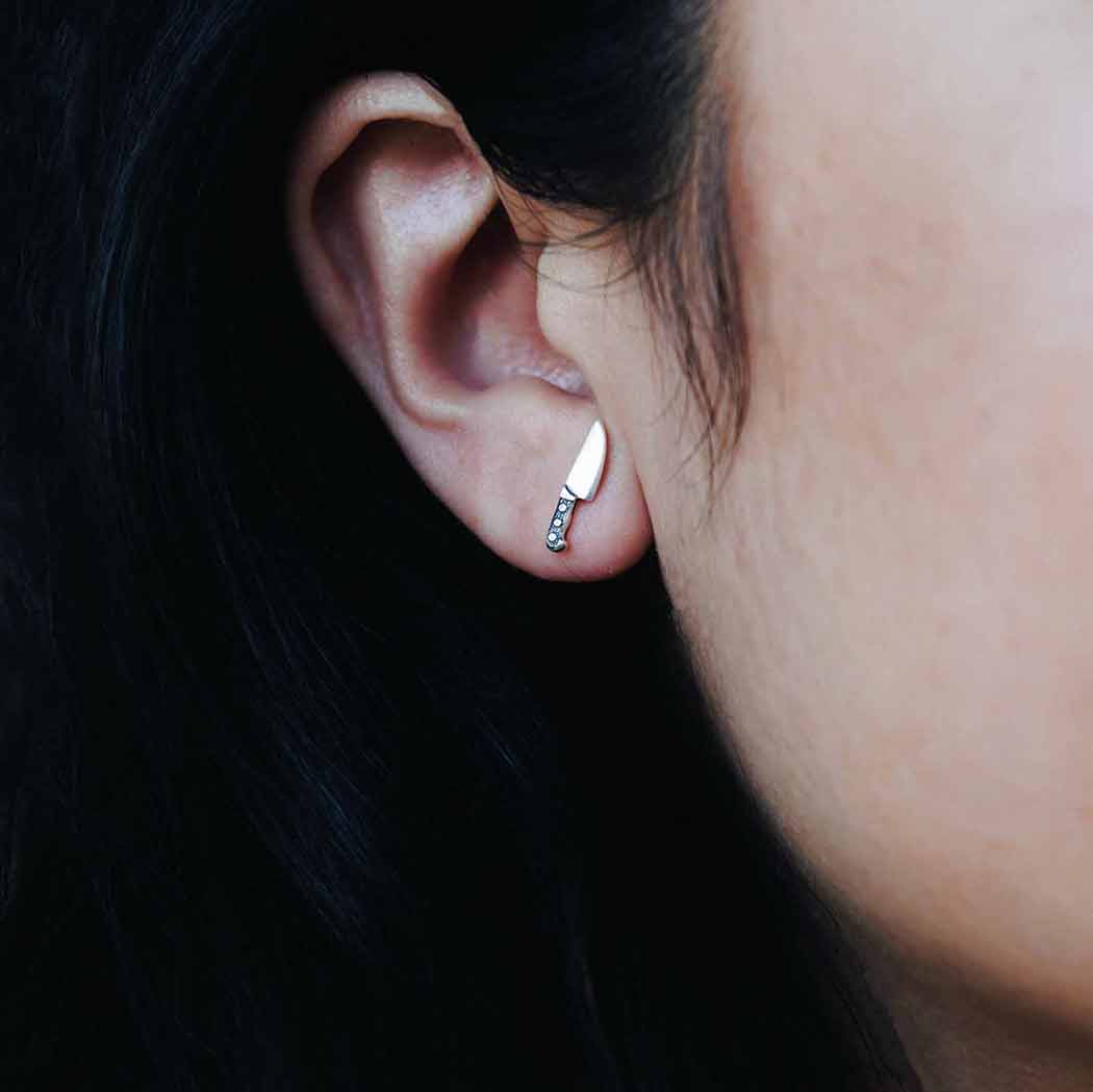 Nina Designs - Wholesale Stud/Post Earrings - Sterling Silver or Bronze Kitchen Knife Post Earrings 13x3mm4