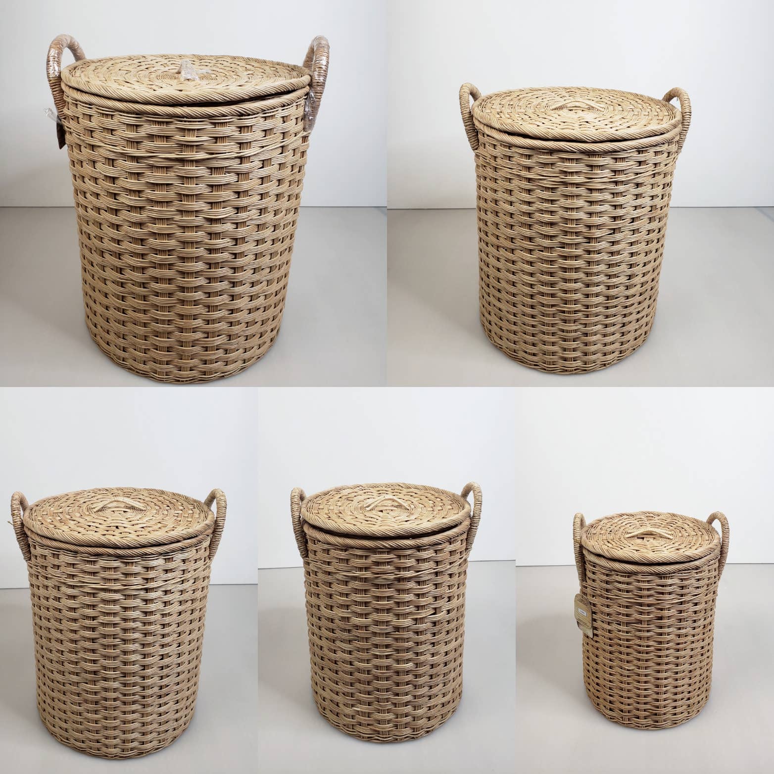 Baskets of Cambodia - Wholesale Basket - Nesting Elephant Rattan Baskets Set of 5 W/ Lid and Handle3