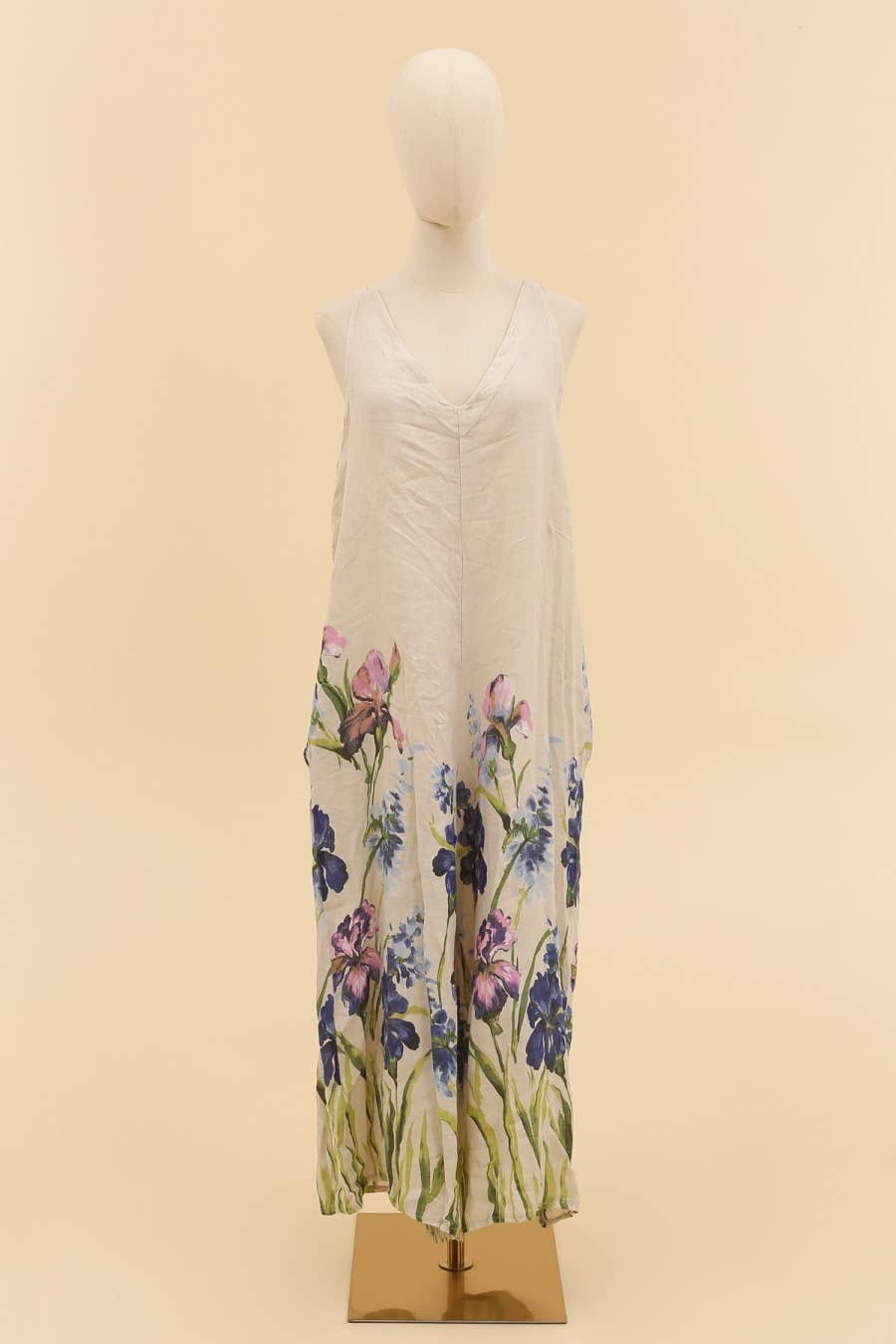 LÉA & LUC - Vente Combinaison – femme - combi  imprimé fleur en 100% lin REF. 38620