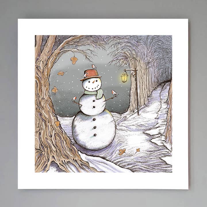 'Snowman' Art Print for wholesale by Fay's Studio