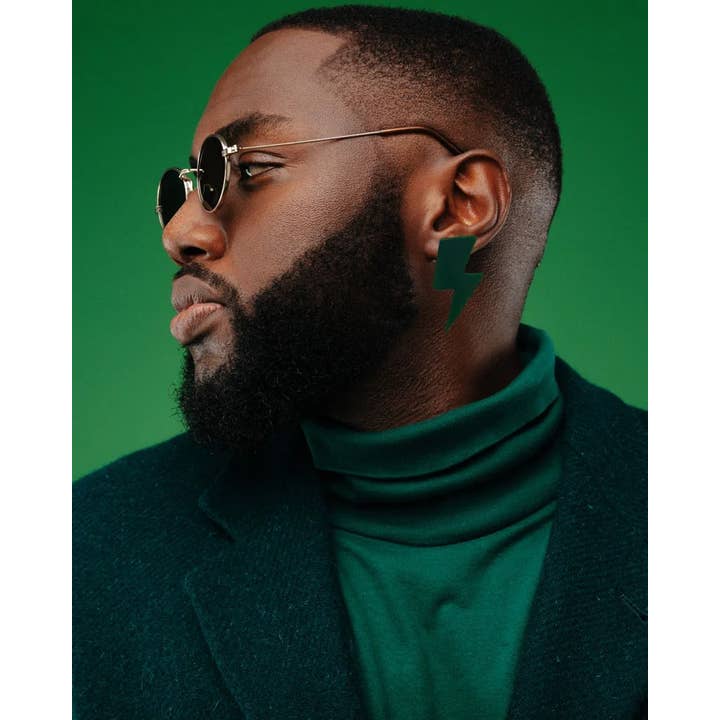 Dash of Gold - Wholesale Stud/Post Earrings - Green Bowie2