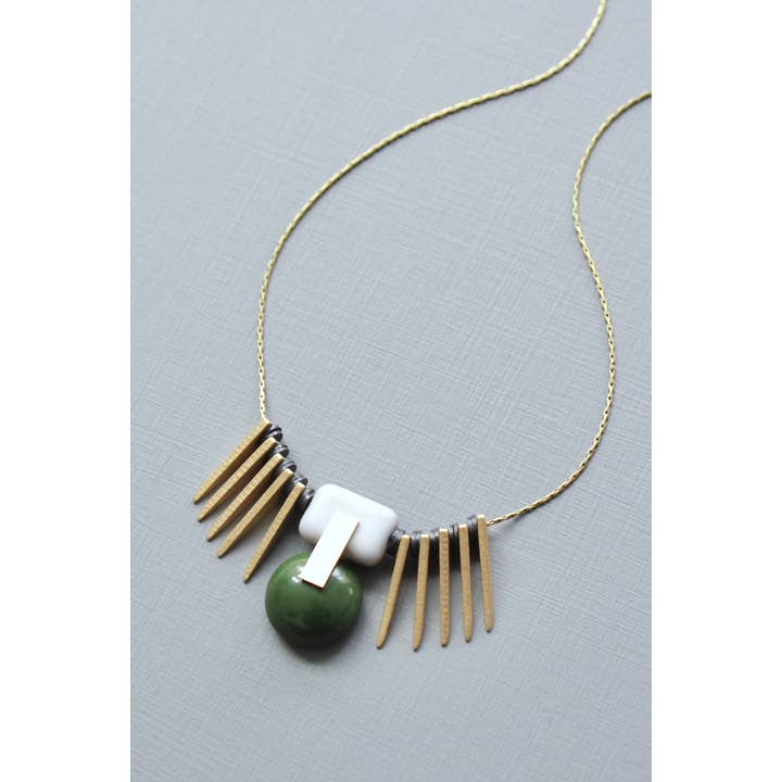 David Aubrey Jewelry - Vendita all'ingrosso Collana con ciondolo/pendaglio - LEX118 Collana pendente ArtDeco verde cacciatore