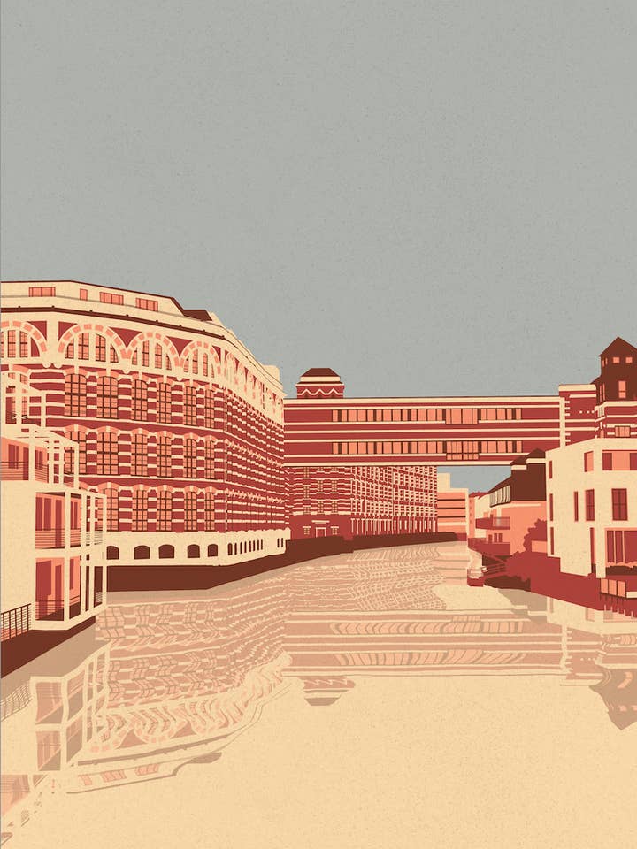 Buntgarnwerke/Weisse Elster Leipzig, kunstdruk A4/A3 voor wholesale door ostkarte