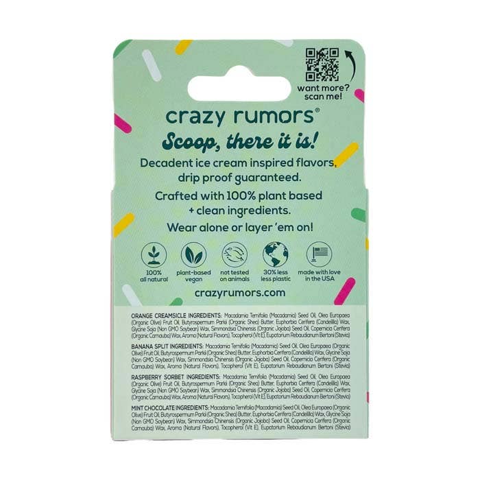 Crazy Rumors - Wholesale Lip Balm Set - All Natural, Vegan Ice Cream Mix - 4 Pack Lip Balm Gift Box