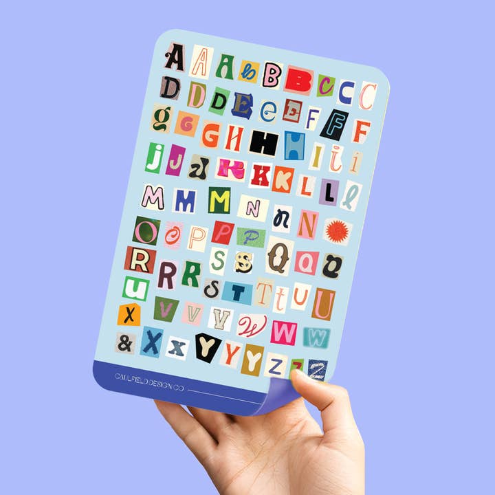 Scrapbook Letters Sticker Sheet for wholesale by Caulfield Design Co.