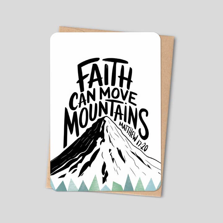 Faith Can Move Mountains (Matthew 17:20) - Bible Verse Card for wholesale by Little Prayer Tea Company