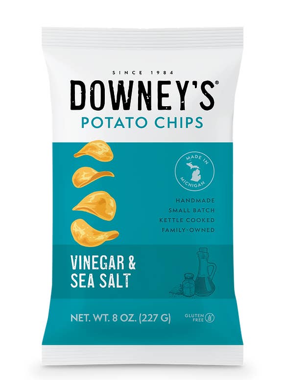 VINEGAR & SEA SALT KETTLE CHIPS for wholesale by Downey's Potato Chips