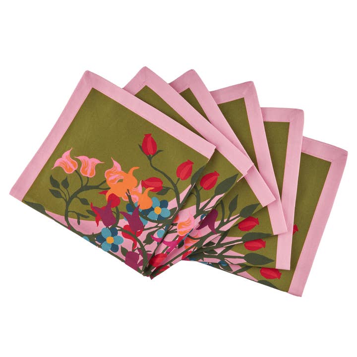 6 Napkins Blumen Green for wholesale by Erin Donahue Tice
