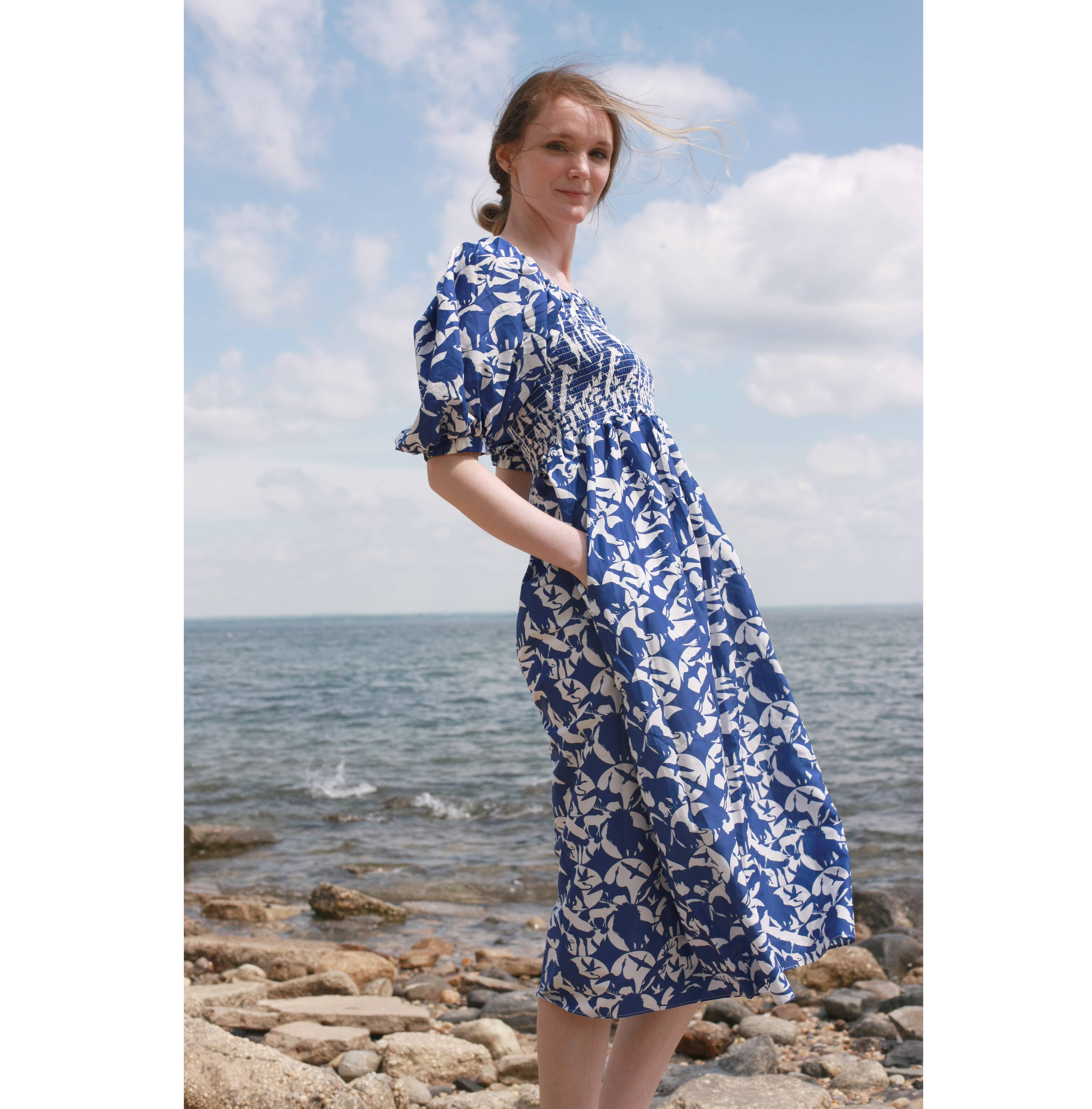 Jessie Zhao New York - Wholesale Dress - Women's - Animal World Smocked Cotton Silk Dress4