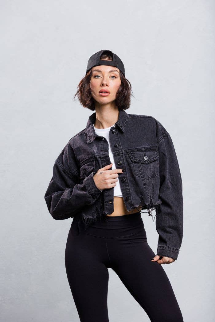 Trio Urban - Wholesale Denim Jacket - Women's - Rock and Roll Crop Denim Jacket16