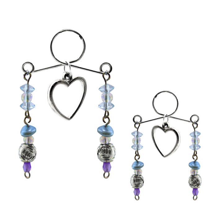Nipple Lover - Charm cuore argento e perline viola per la vendita all'ingrosso da parte di Bijoux De Nip