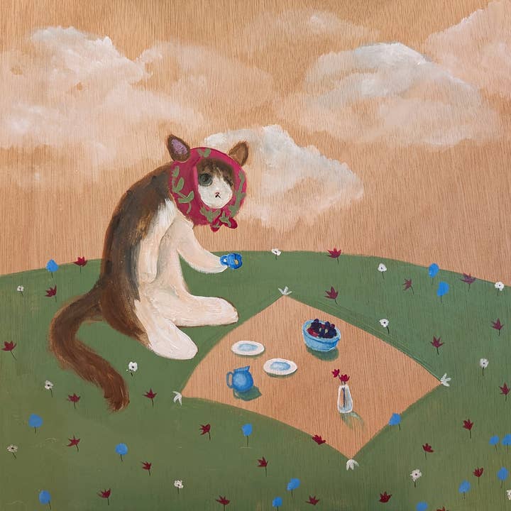 Pebble Drinking Tea - Print for wholesale by Dear Honey