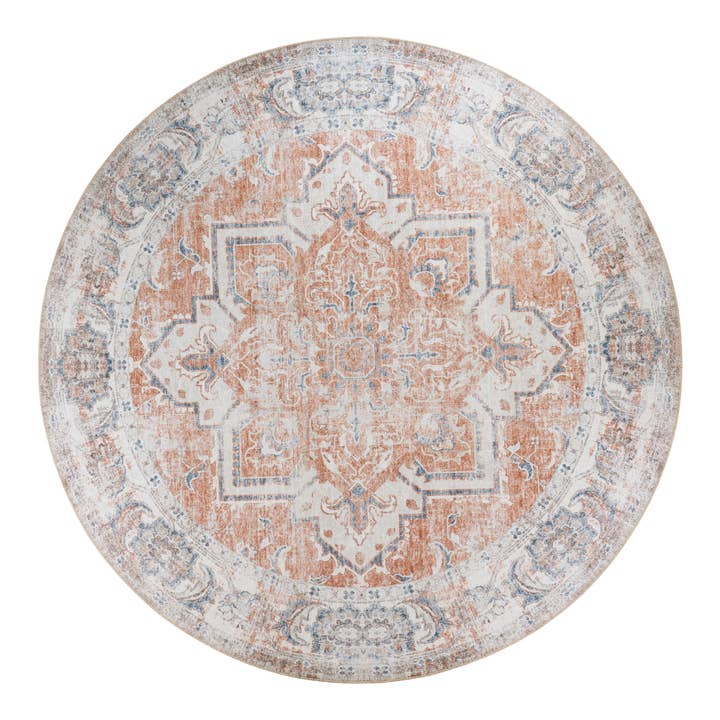 Havana Rug - Round rug in orange and blue\nØ 200 cm for wholesale on Faire