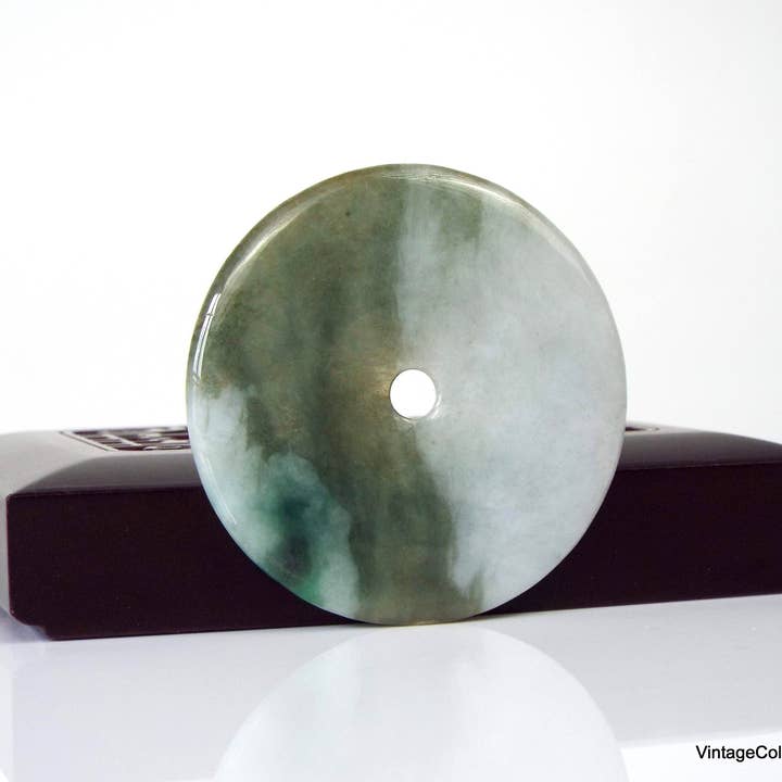 Vintagecollection888 - Wholesale Spiritual Stone/Crystal - Authentic Jade Pi Disc with Natural Jadeite Stone