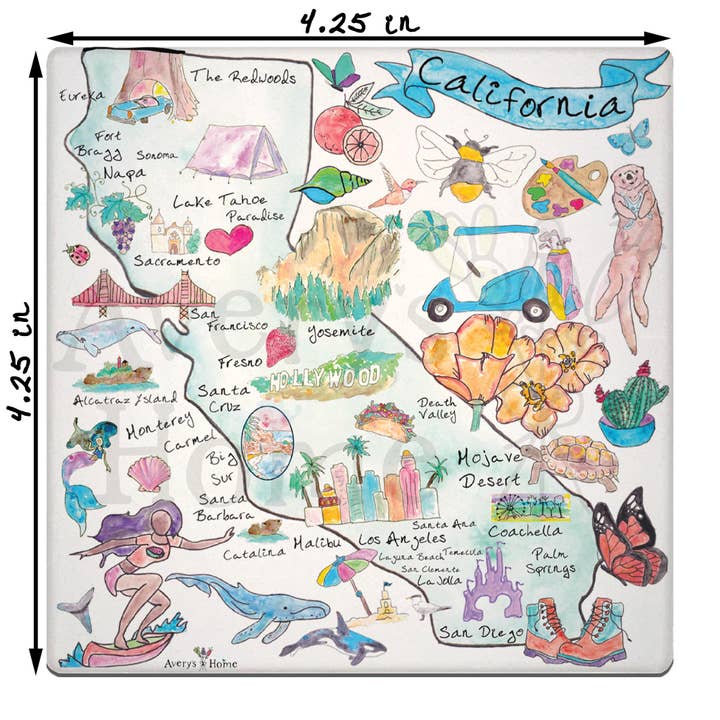 California State Map Stone Coaster for wholesale by Avery's Home