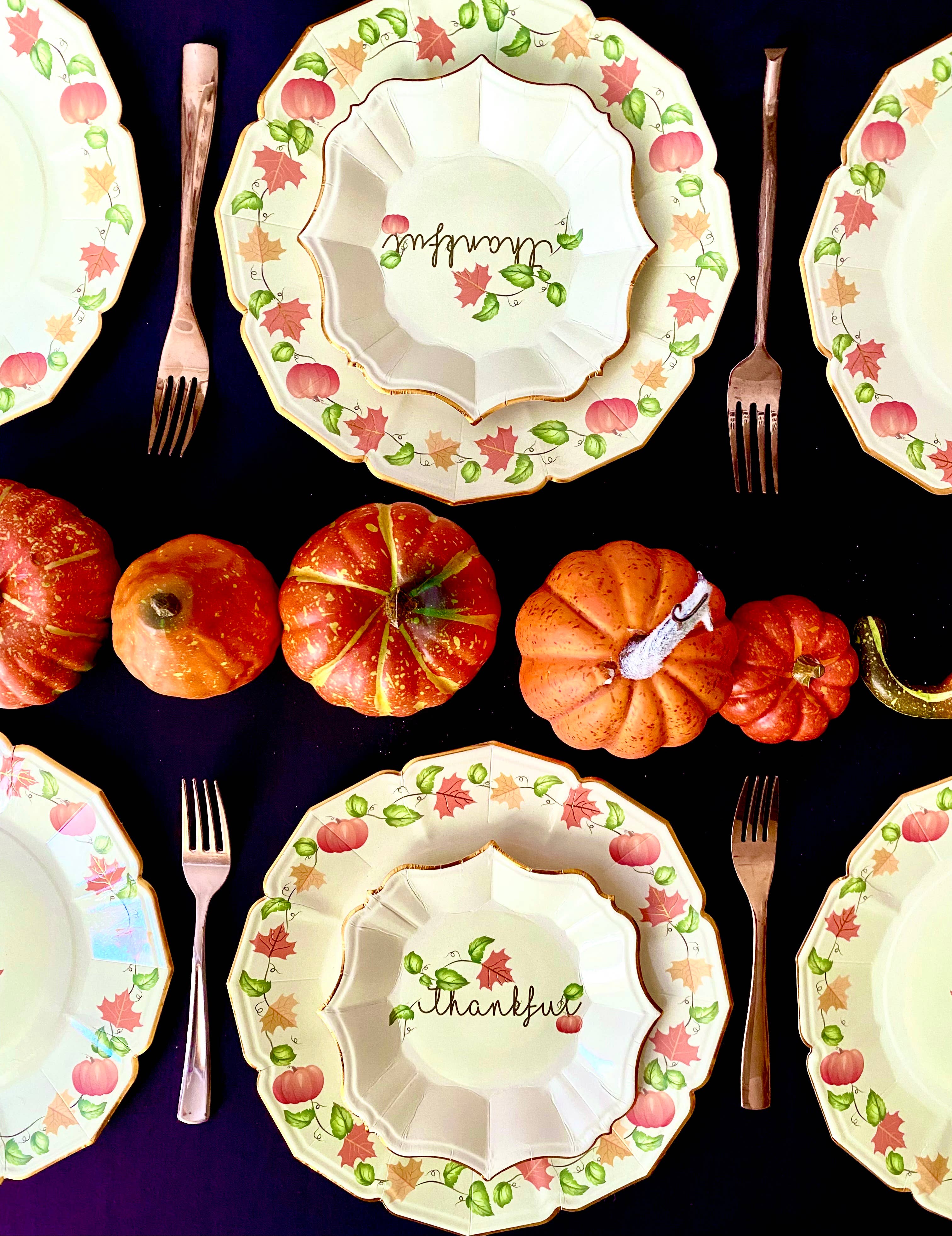 EID Creations - Vente Assiette jetable - 8 assiettes à dîner Thankful Fall1