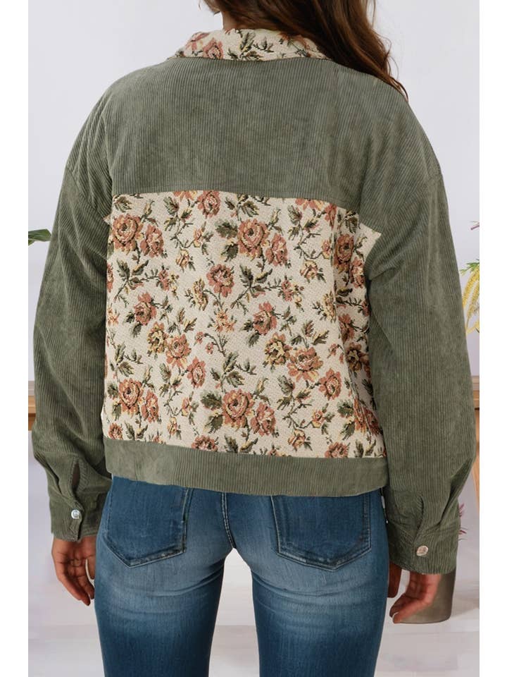 66DISCO - Wholesale Shirt Jacket/Shacket - Women's - Western Ribbed Floral Patchwork Shirt Style Jacket (S-4X)2