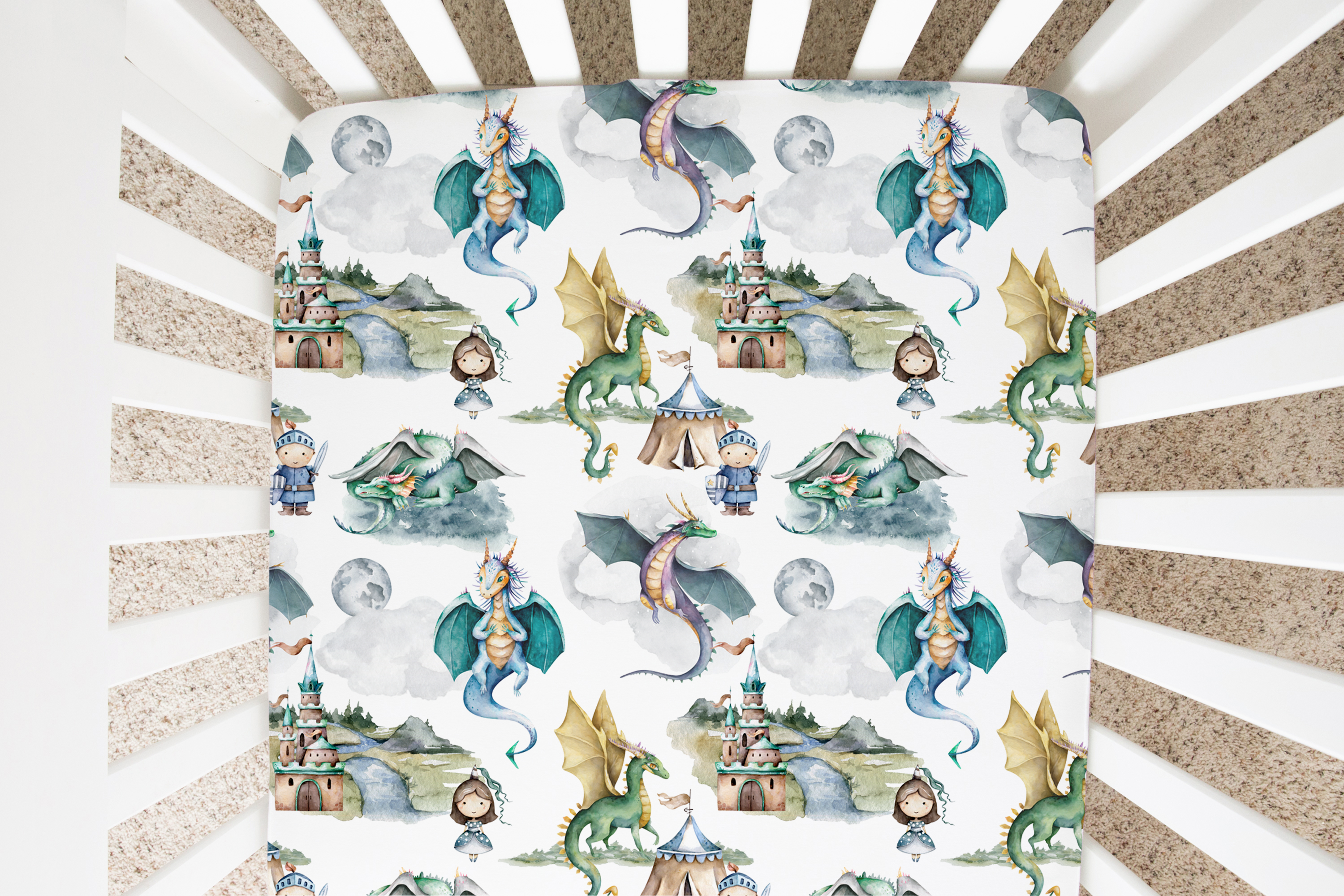 Honey Lemonade- Minky Baby Blankets and Gifts – wholesale Spjälsängslakan – Monterad spjälsäng Sheet - Dragons & Knights1
