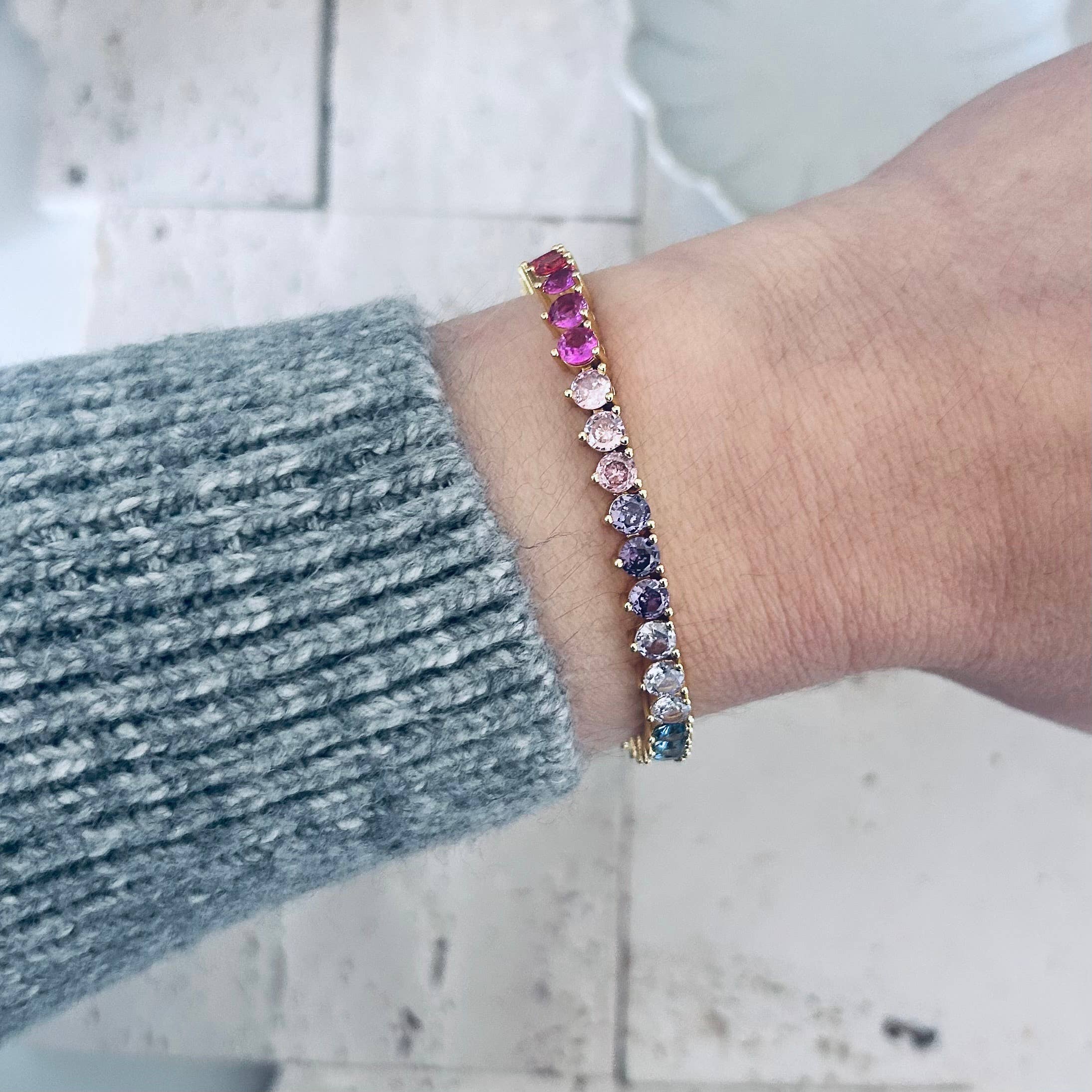 Amady Jewelry - Wholesale Tennis Bracelet - Tennis bracelet Colorful rainbow crystals 3