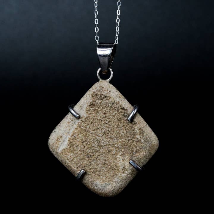 Black Feather Design - Wholesale Pendant/Charm Necklace - Dinosaur Egg Necklace - Fossil Jewellery - 925 Silver