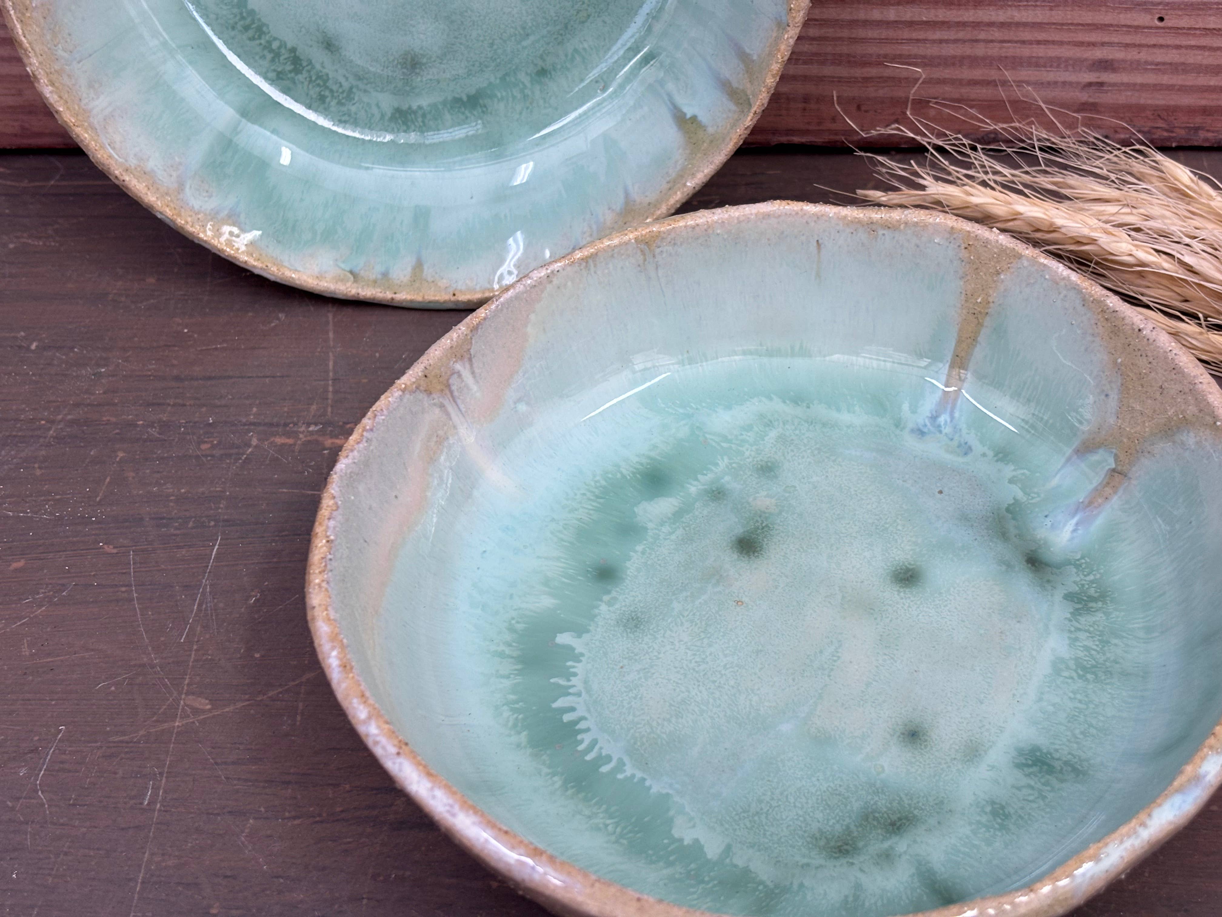 veronicaruizceramica - Wholesale Decorative Plate/Dish/Bowl - Sea green handcrafted plate – Glaze with local ashes3