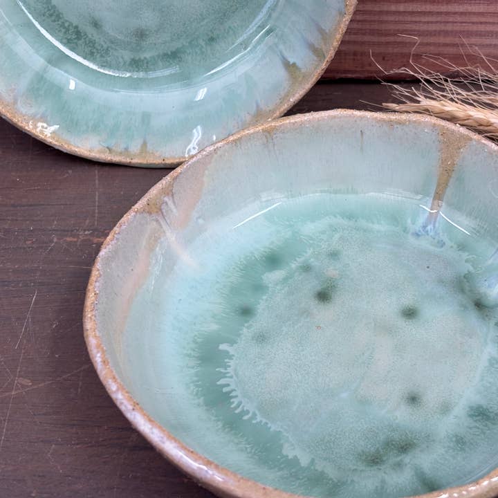 veronicaruizceramica - Wholesale Decorative Plate/Dish/Bowl - Sea green handcrafted plate – Glaze with local ashes3