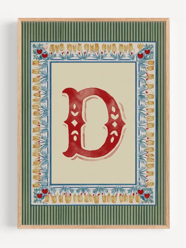 Personalised Initial Vintage Nursery Print I151 for wholesale by Peardrop Prints