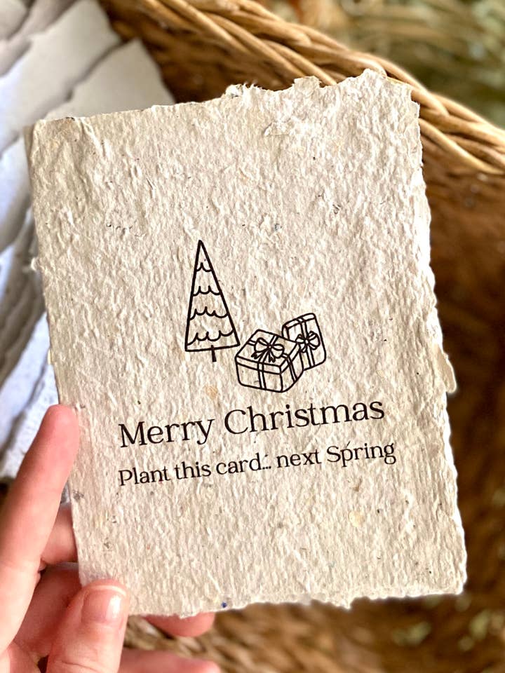 Merry Christmas Plantable Greeting Card Eco-Friendly Paper for wholesale by Rockywoods Studio