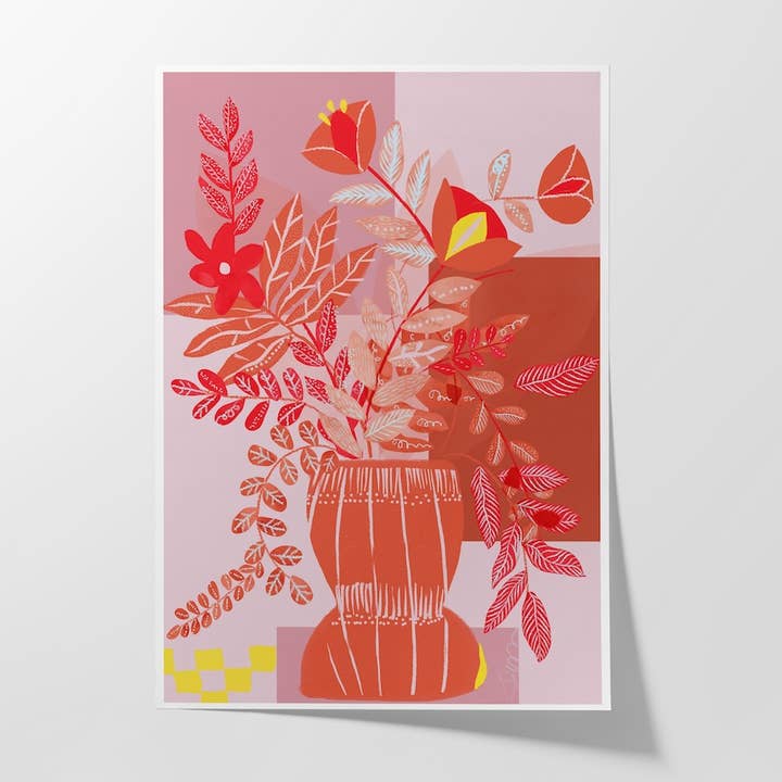 Flowers in Red Print for wholesale by Violet Red Studio