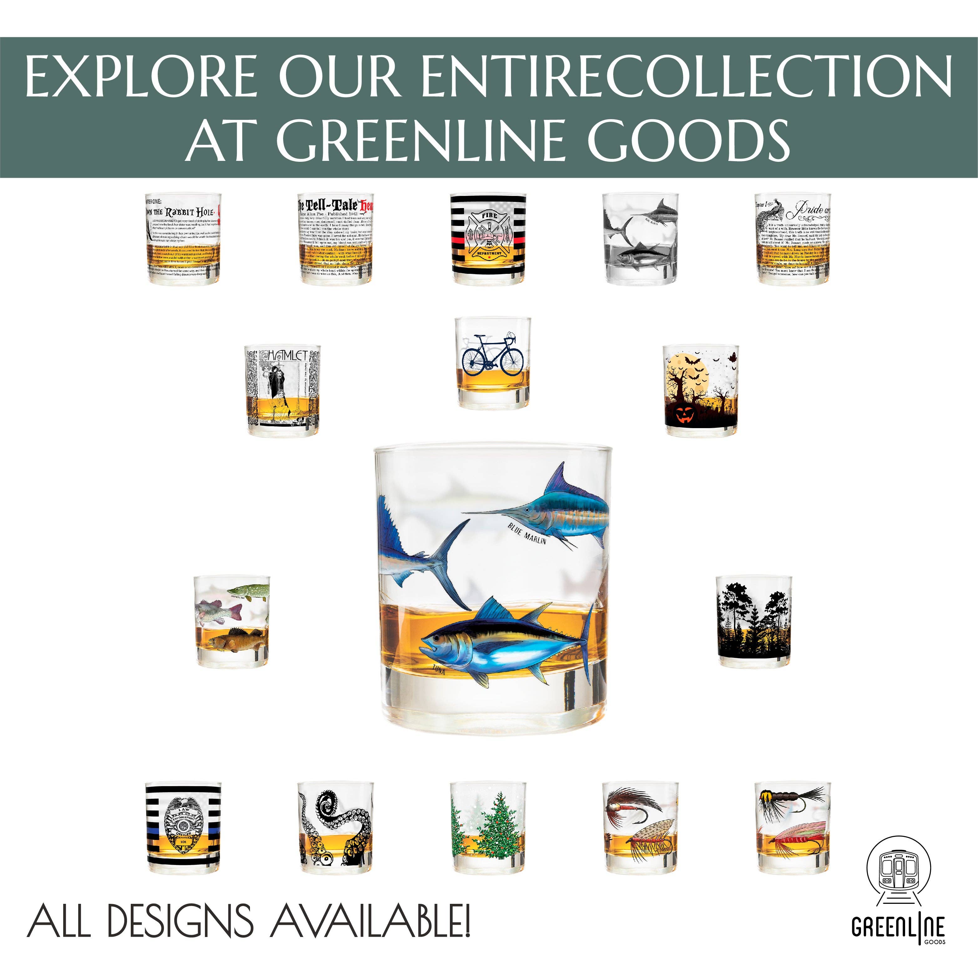 Greenline Goods - Wholesale Cocktail/Liquor Glass - Freshwater & Saltwater Whiskey Glass Set8