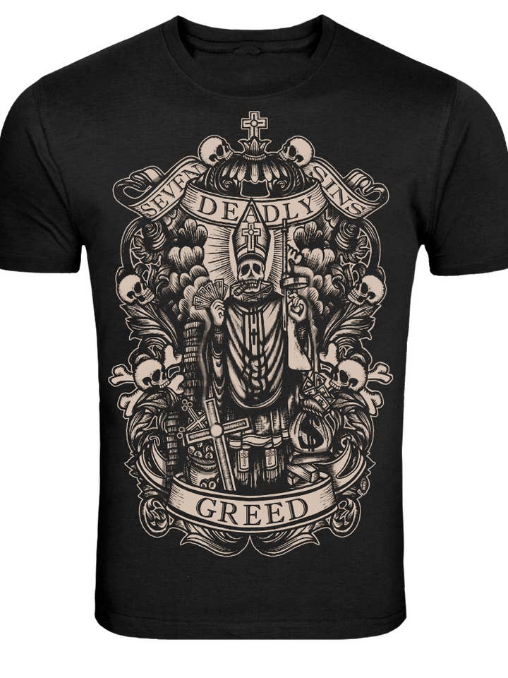 T-shirt Greed da uomo per la vendita all'ingrosso da parte di Se7en Deadly