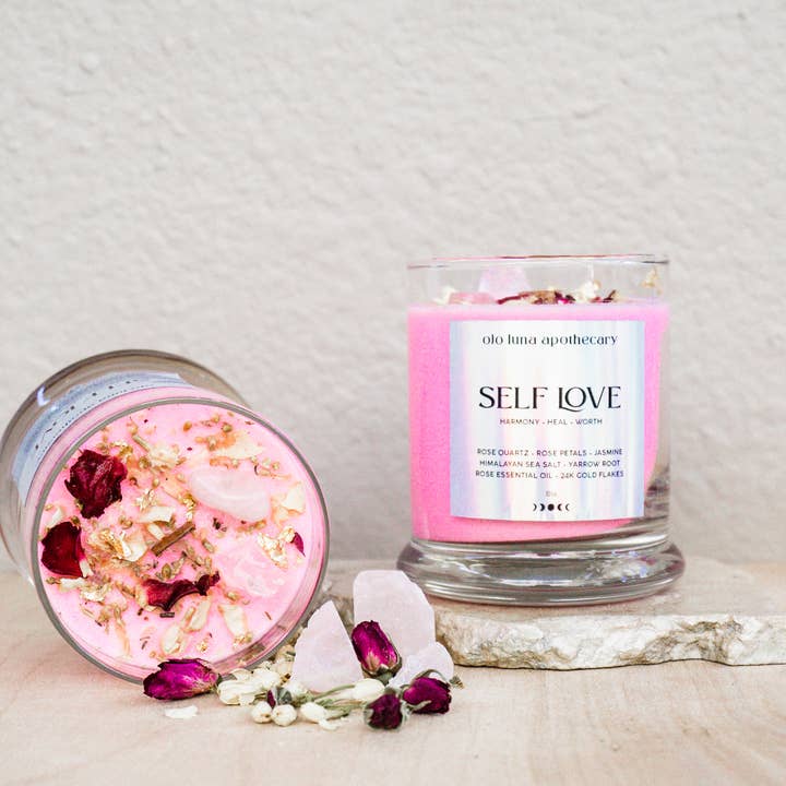 Self Love Intention Candle for wholesale by Ojo Luna Apothecary