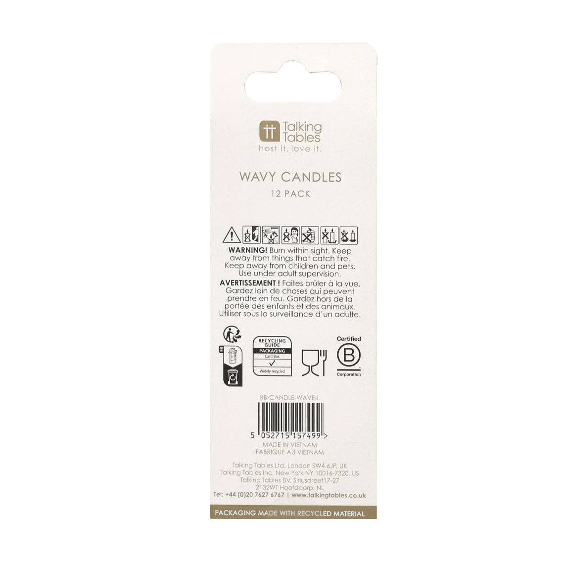 Talking Tables USA - Wholesale Cake Candle - Wavy Tall Birthday Candle - 12 Pack | Cake Candles |3