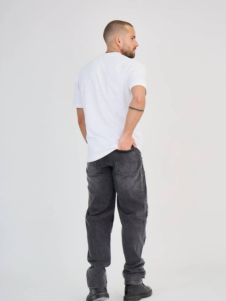 TOP MONDAY - Wholesale Jeans - Men's - Jean Straight Studded Black Gray Medium Wash2