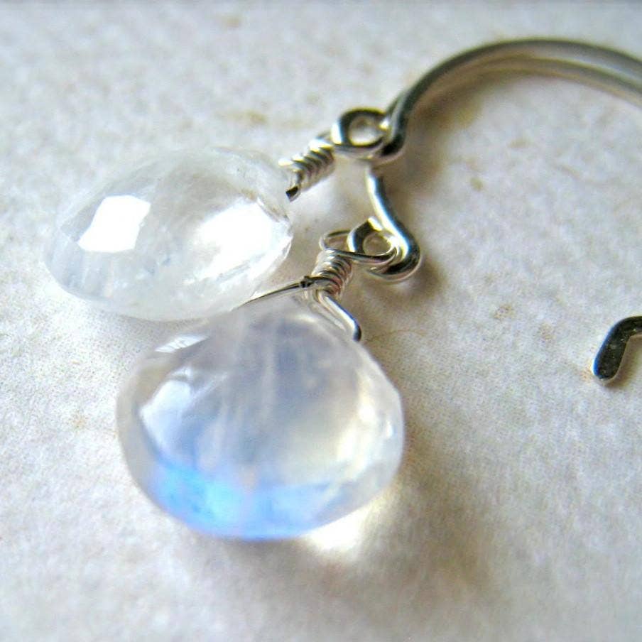 Foamy Wader - Wholesale Dangle Earrings - Moon Shadow Earrings - white rainbow moonstone gem drop earrings5