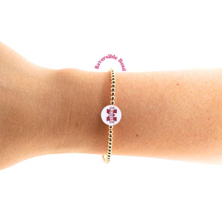 Beaded Blondes - Wholesale Beaded Bracelet - Miss State Logo Bracelet4