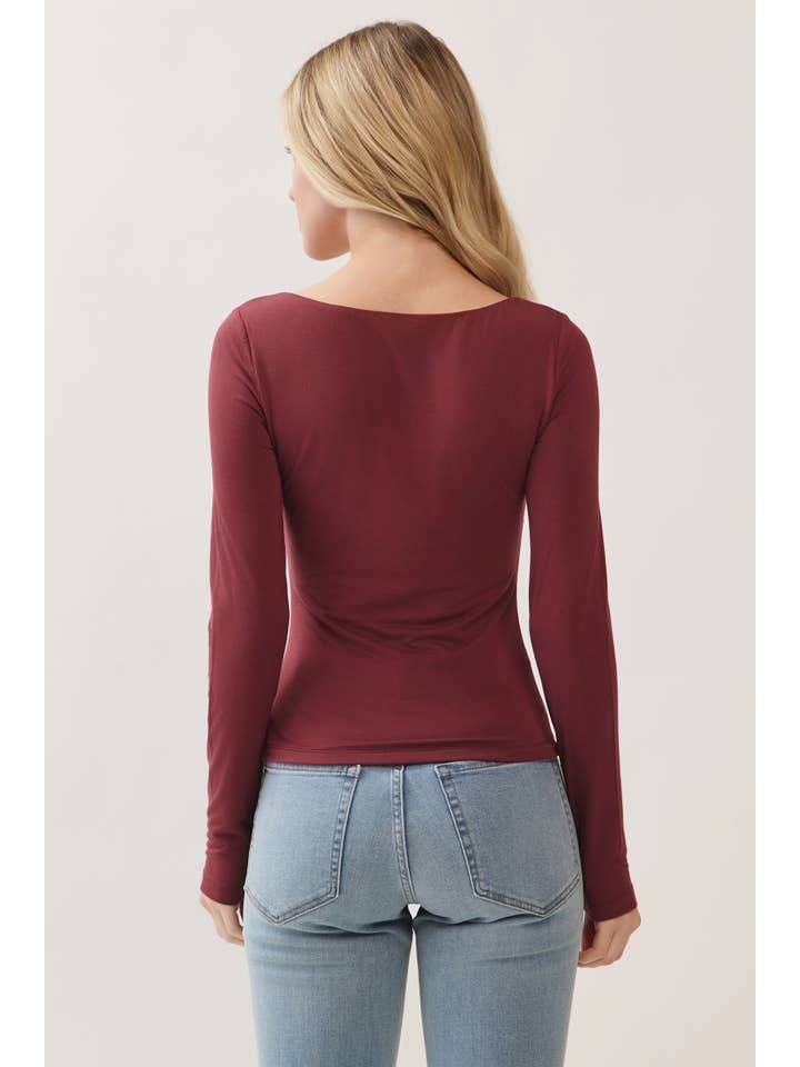 Final Touch - Wholesale Knit Top - Women's - Double Layer Square Neck Long Sleeve Top - VT1710937