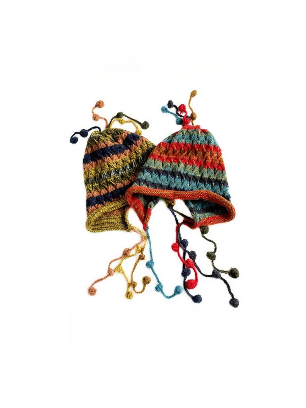 Funkyrel® Atzbranding Limited - Wholesale Beanie - Women's - Haila - Colorful Earflap Knitted Beanie with Pompoms10