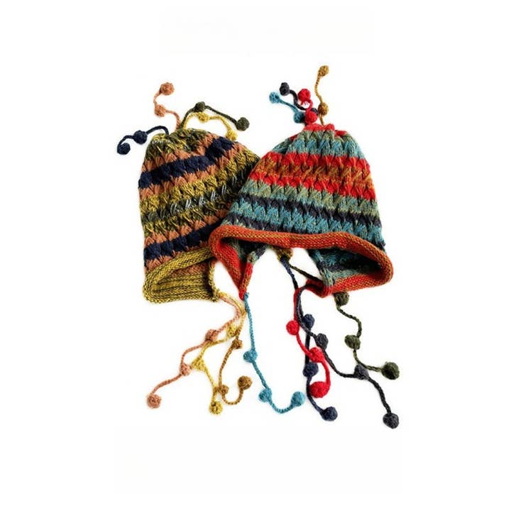 Funkyrel® Atzbranding Limited - Wholesale Beanie - Women's - Haila - Colorful Earflap Knitted Beanie with Pompoms10