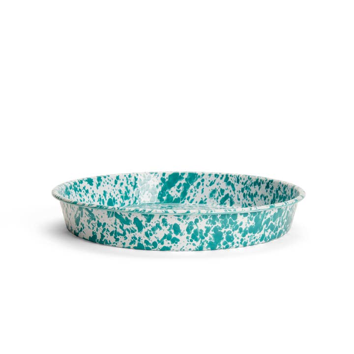 Crow Canyon Home - Wholesale Serving Tray - Splatter Enamelware Cocktail Tray/Deep Dish Pizza Pan