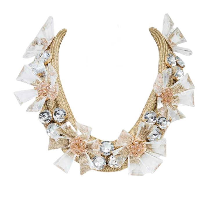 Colar gargantilha frisada com corda de ouro de flor de resina luxuosa por atacado de MizDragonfly