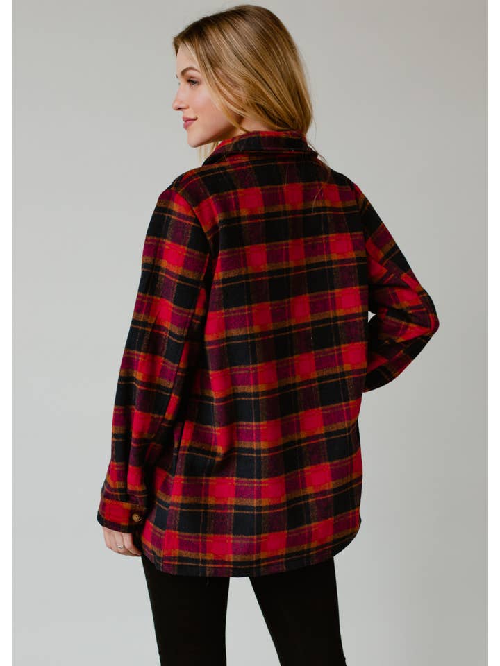 Panache Apparel Co. – wholesale Jacka - Dam – Marinblå, kamel och rosa rutig jacka
