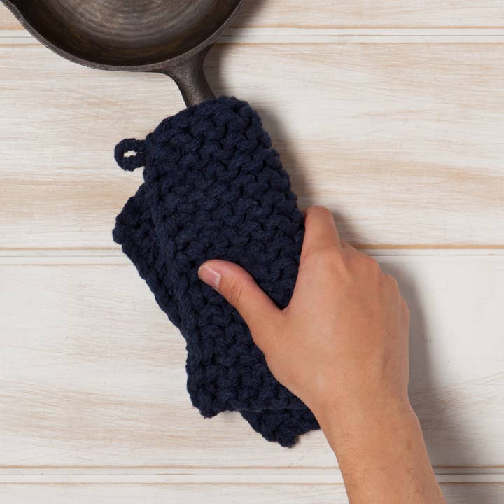 Danica Heirloom - Wholesale Oven Mitt/Pot Holder - Midnight Blue Knit Potholder