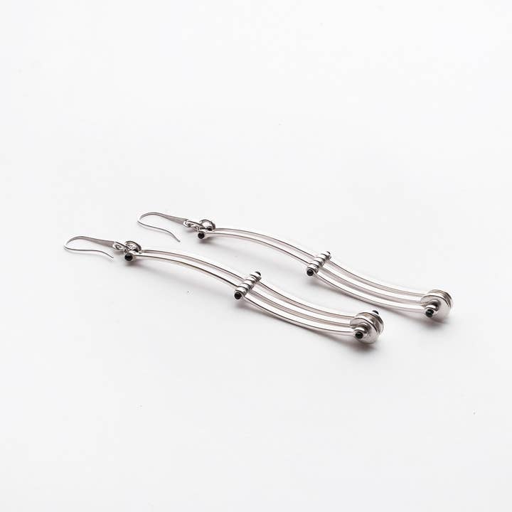 Curved Fence Earrings Silver for wholesale by C.KARAKALPAKI