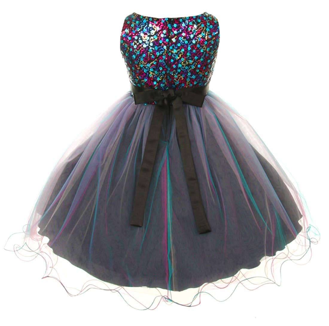 Angeline Kids - Wholesale Dress - Kids - Flower Girls Christmas Teal Beaded Sequin Tulle Dress2