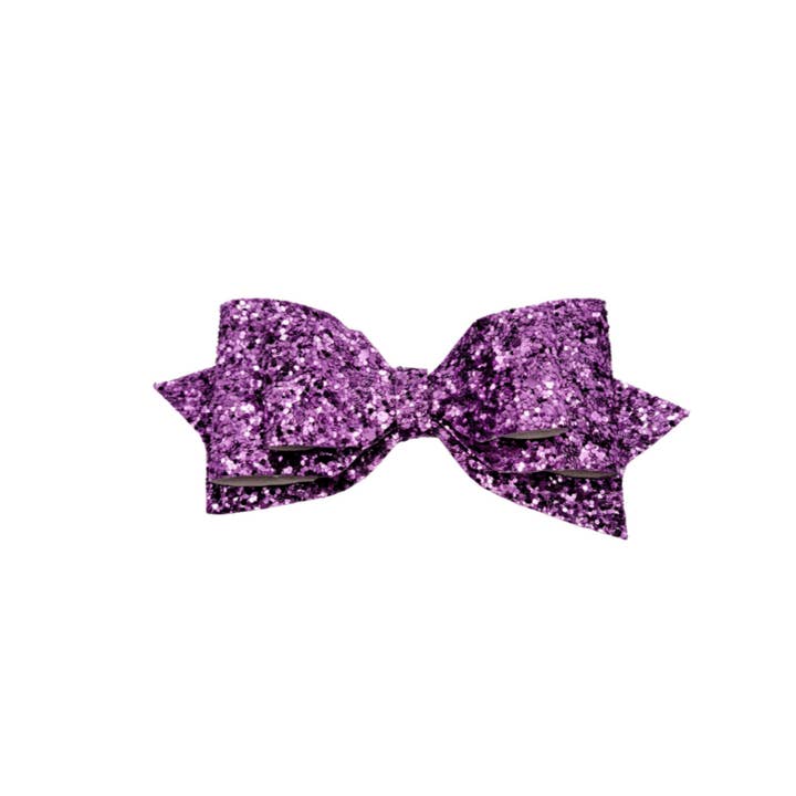 Purple Pepperdine Glitter Hair Bow for wholesale by Kofi Kreations