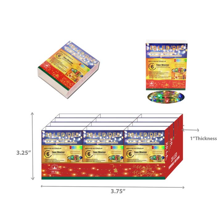 IH Casa Decor - Wholesale String lights - 20LED INDOOR SUBMERSIBLE LIGHTS 6HR TIMER (MULTICOLOR)12/PDQ1