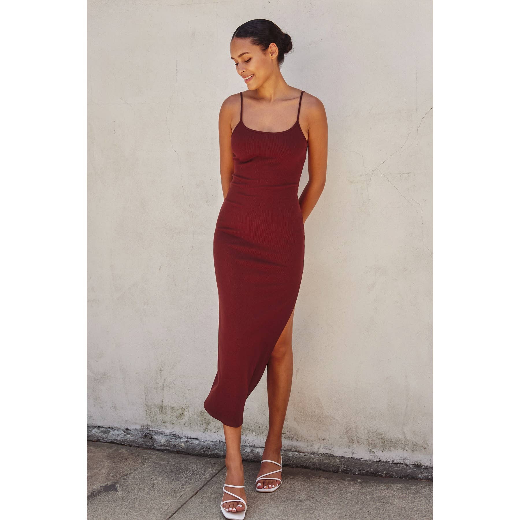 Dress Forum - Vente Robe – femme - Robe longue moulante en tricot côtelé (1)6