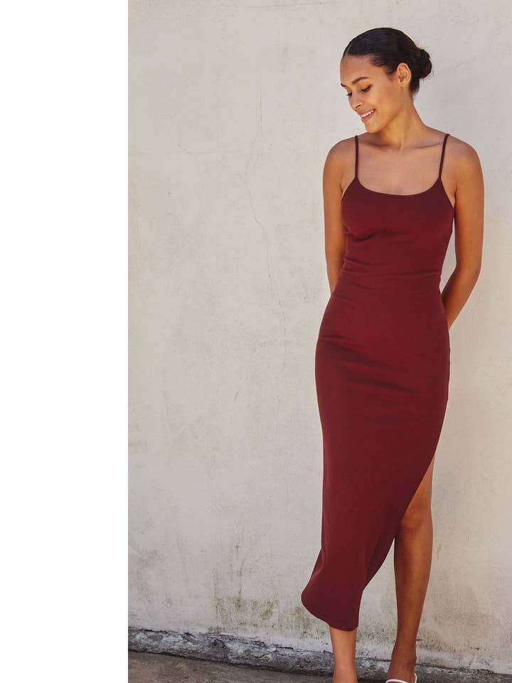 Dress Forum - Vente Robe – femme - Robe longue moulante en tricot côtelé (1)6